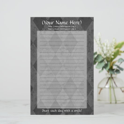 Personal Stationery Black Raute Briefpapier (Stehend Vorderseite)