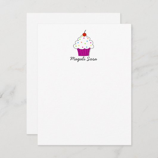 Personal Stationery Cupcake, 4.25x5.5 Mitteilungskarte (Vorne/Hinten)
