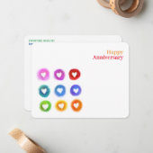 Personal Stationery: Rainbow Love hearts Note Card Mitteilungskarte (Vorderseite/Rückseite Beispiel)