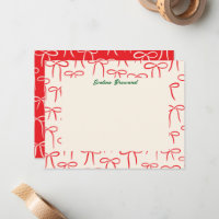 Personal Stationery: Red and Cream Simple Bows