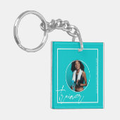 Personal Trainer | Aquamariner QR-Code Schlüsselanhänger (Vorderseite links)