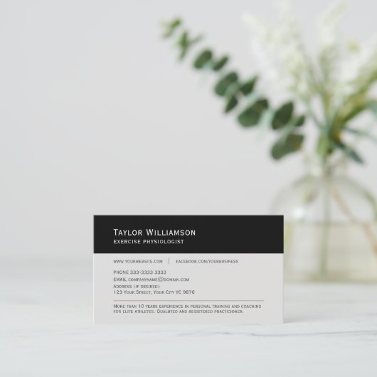 Personal Trainer Black Business Cards Visitenkarte (Stehend Vorderseite)