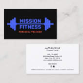 Personal Trainer Blue Barbell Fitness Black Visitenkarte (Vorne/Hinten)