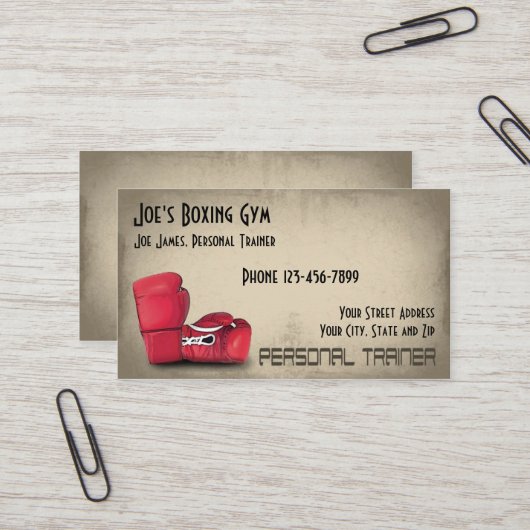 Personal Trainer Boxer Gym Business Card Visitenkarte (Vorderseite/Rückseite Beispiel)