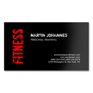 Personal Trainer Business Card Red Black Fitness Magnetische Visitenkarte