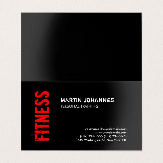 Personal Trainer Business Card Red Black Fitness Visitenkarten (Außenseite Aufgefaltet)