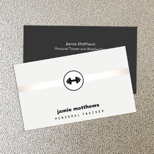 Personal Trainer Dumbell Logo Fitness Instructor Visitenkarte