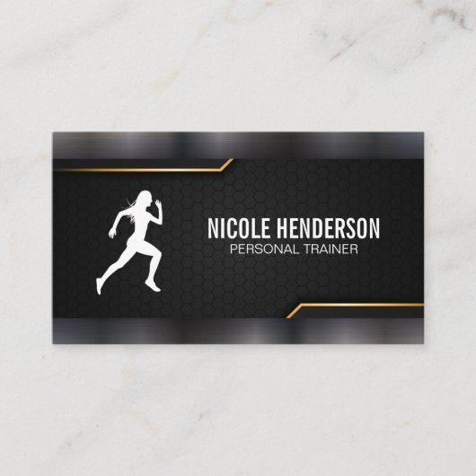 Personal Trainer | Dunkler Metallic-Stil Visitenkarte (Vorderseite)