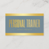 Personal Trainer Dusty Blue und Gold Visitenkarte (Vorderseite)