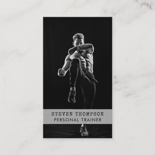 Personal Trainer Fitness Athlete Schwarz-weißes Fo Visitenkarte (Vorderseite)