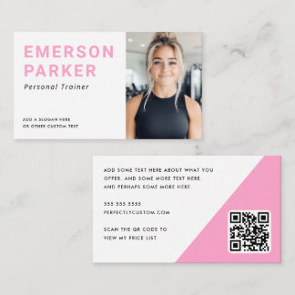 Personal trainer fitness coach photo pink visitenkarte