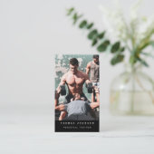 Personal Trainer Fitness Foto QR Code Schwarz Visitenkarte (Stehend Vorderseite)