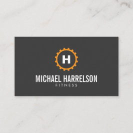 Personal Trainer, Fitness Gear Monogramm in Orange Visitenkarte