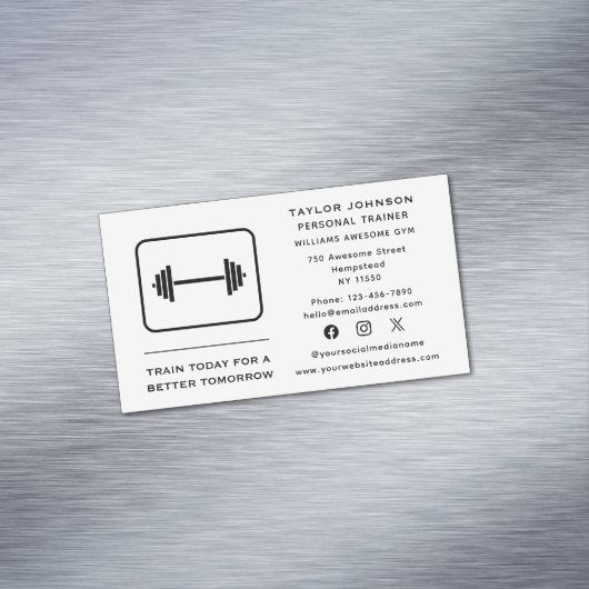 Personal Trainer Fitness Instructor Social Media Magnetische Visitenkarte (Beispiel)