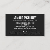 Personal Trainer Fitness Schwarz-Weiß modern Visitenkarte (Rückseite)