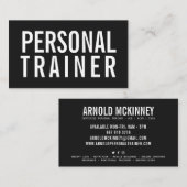 Personal Trainer Fitness Schwarz-Weiß modern Visitenkarte (Vorne/Hinten)
