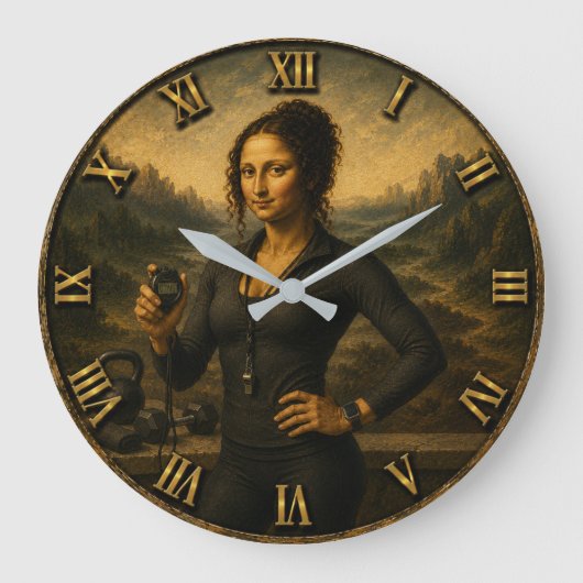 Personal Trainer Funny Mona Lisa Coach Gift Große Wanduhr (Vorderseite)