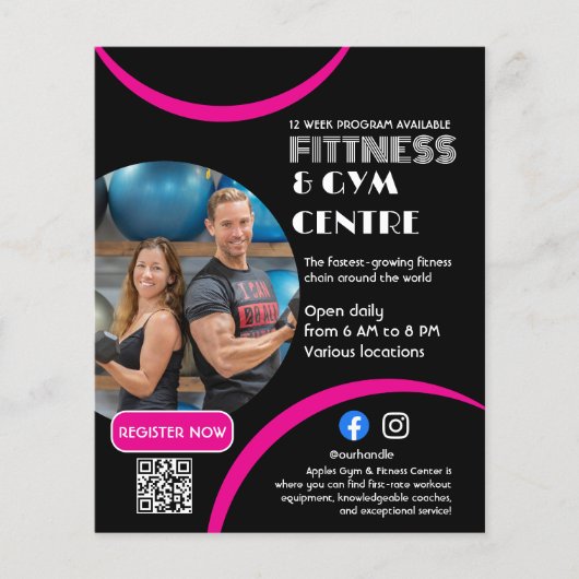 Personal Trainer für Black & Pink Gym Flyer (Vorne)