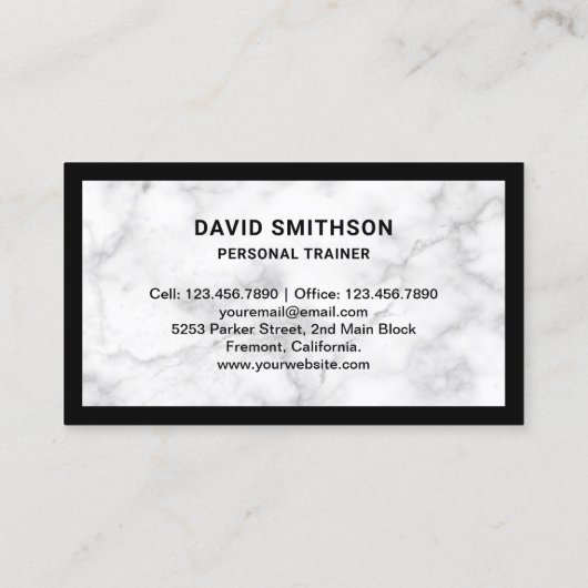 Personal Trainer für die Fitness White Marble Kett Visitenkarte (Rückseite)