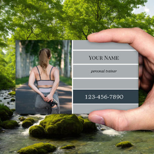 Personal Trainer für graugestricktes Foto Fitness Visitenkarte