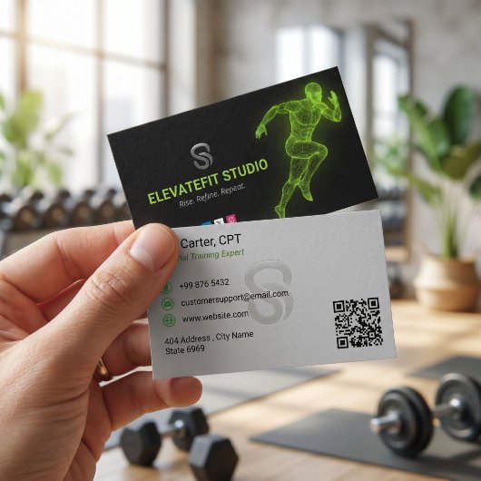 Personal Trainer Geschäft | Black Green Visitenkarte
