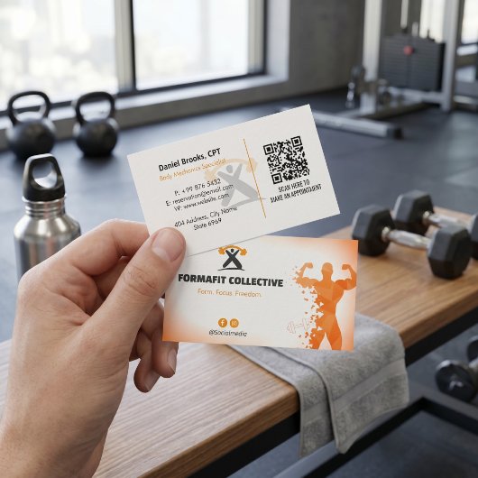 Personal Trainer Geschäft | Orange Weiß Visitenkarte
