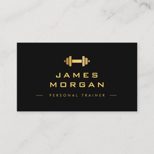 Personal Trainer Gold Dumbell Black Visitenkarte (Vorderseite)