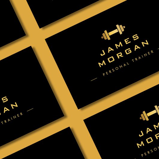 Personal Trainer Gold Dumbell Black Visitenkarte