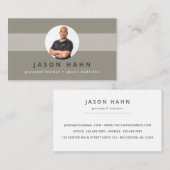 Personal Trainer Grau/Beige Foto Visitenkarte (Vorne/Hinten)