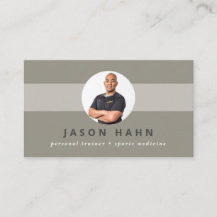 Personal Trainer Grau/Beige Foto Visitenkarte
