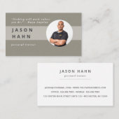 Personal Trainer Grau/Beige Foto Visitenkarte (Vorne/Hinten)