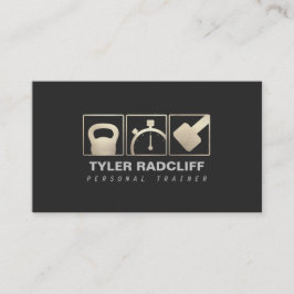 Personal Trainer Kettlebell, Dumbell, Stopwatch Visitenkarte