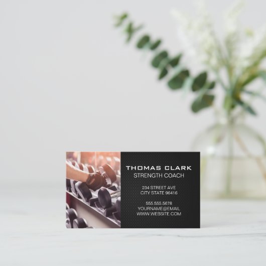 Personal Trainer | Krafttraining | Gewichte Visitenkarte (Stehend Vorderseite)