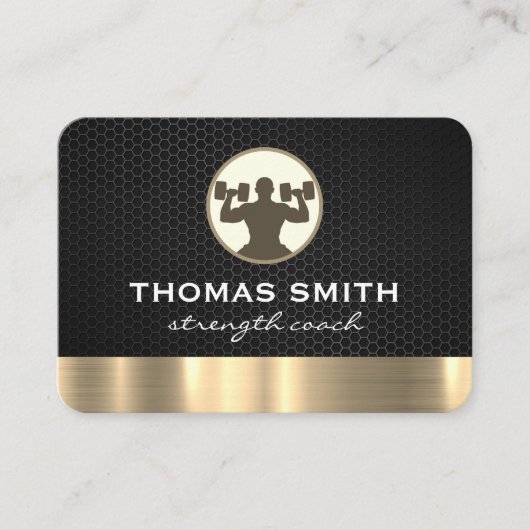 Personal Trainer Metallic Gold Trim | Fitness Visitenkarte (Vorderseite)