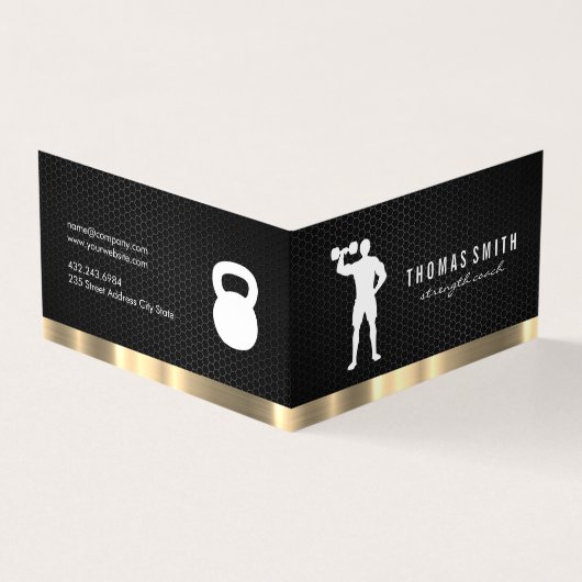 Personal Trainer Metallic Gold Trim Visitenkarten (Vorderseite)