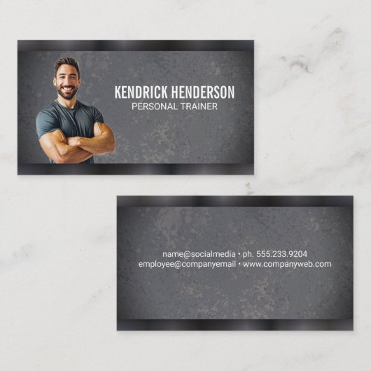 Personal Trainer | Muskulärer Mann lächelt Visitenkarte (Vorne/Hinten)