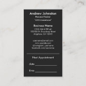 Personal Trainer oder Coach Black & White Terminkarte (Rückseite)