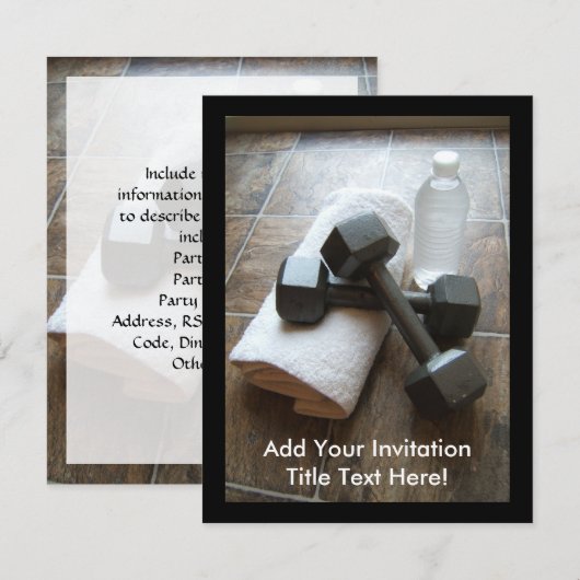 Personal Trainer oder Fitness Dumbells Handtuch &  Einladung (Vorne/Hinten)