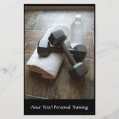 Personal Trainer oder Fitness Dumbells Handtuch &  Flyer (Vorne)