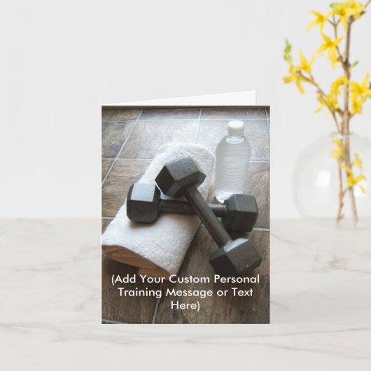 Personal Trainer oder Fitness Dumbells Handtuch &  Karte (Gelbe Blume)
