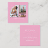 Personal Trainer Photo Collage Pink Quadratische Visitenkarte (Vorne/Hinten)