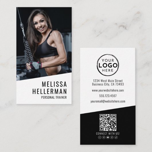 Personal Trainer Photo Vertical Visitenkarte (Vorne/Hinten)