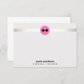 Personal Trainer Pink Dumbell Logo-Fitness Mitteilungskarte (Vorne/Hinten)