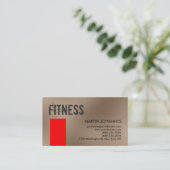 Personal Trainer Red Beige Business Card Visitenkarte (Stehend Vorderseite)