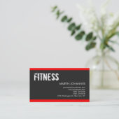 Personal Trainer Red Dark Gray Business Card Visitenkarte (Stehend Vorderseite)