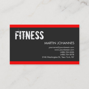 Personal Trainer Red Dark Gray Business Card Visitenkarte