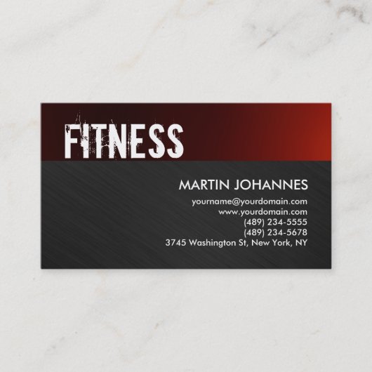 Personal Trainer Red Gray Business Card Visitenkarte (Vorderseite)