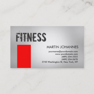 Personal Trainer Red Gray Business Card Visitenkarte
