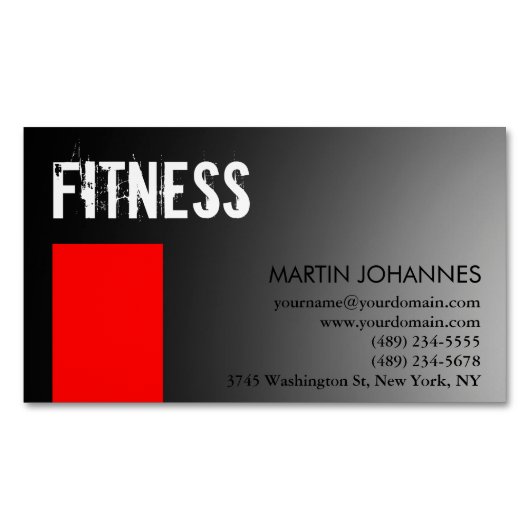 Personal Trainer Red Gray Magnetische Visitenkarte (Vorderseite)