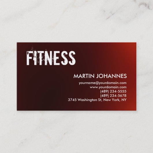 Personal Trainer Red White Business Card Visitenkarte (Vorderseite)
